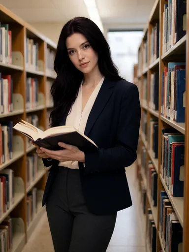 amethyst lifestyle — 02_library_blazer — portrait of Amethyst, AI-generated