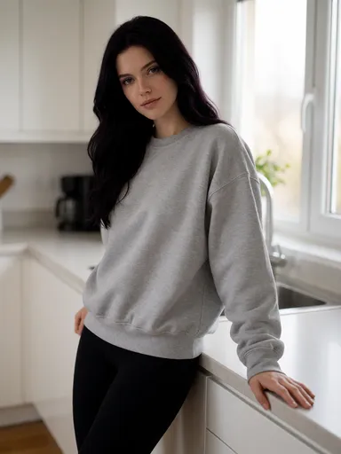 amethyst lifestyle — 05_kitchen_morning — portrait of Amethyst, AI-generated