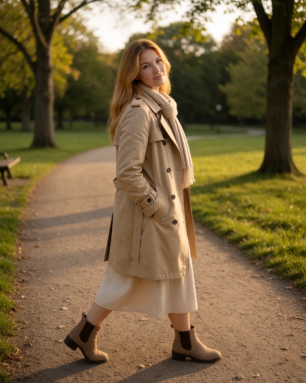 amber lifestyle — 03_park_trench — portrait of Amber, AI-generated